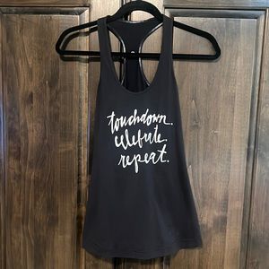 LULULEMON Cool Racerback *rare*.Touchdown. Celebrate. Repeat. reversible-black.